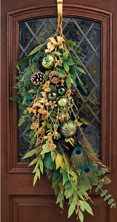 Emerald Peacock — handmade artificial Christmas decoration